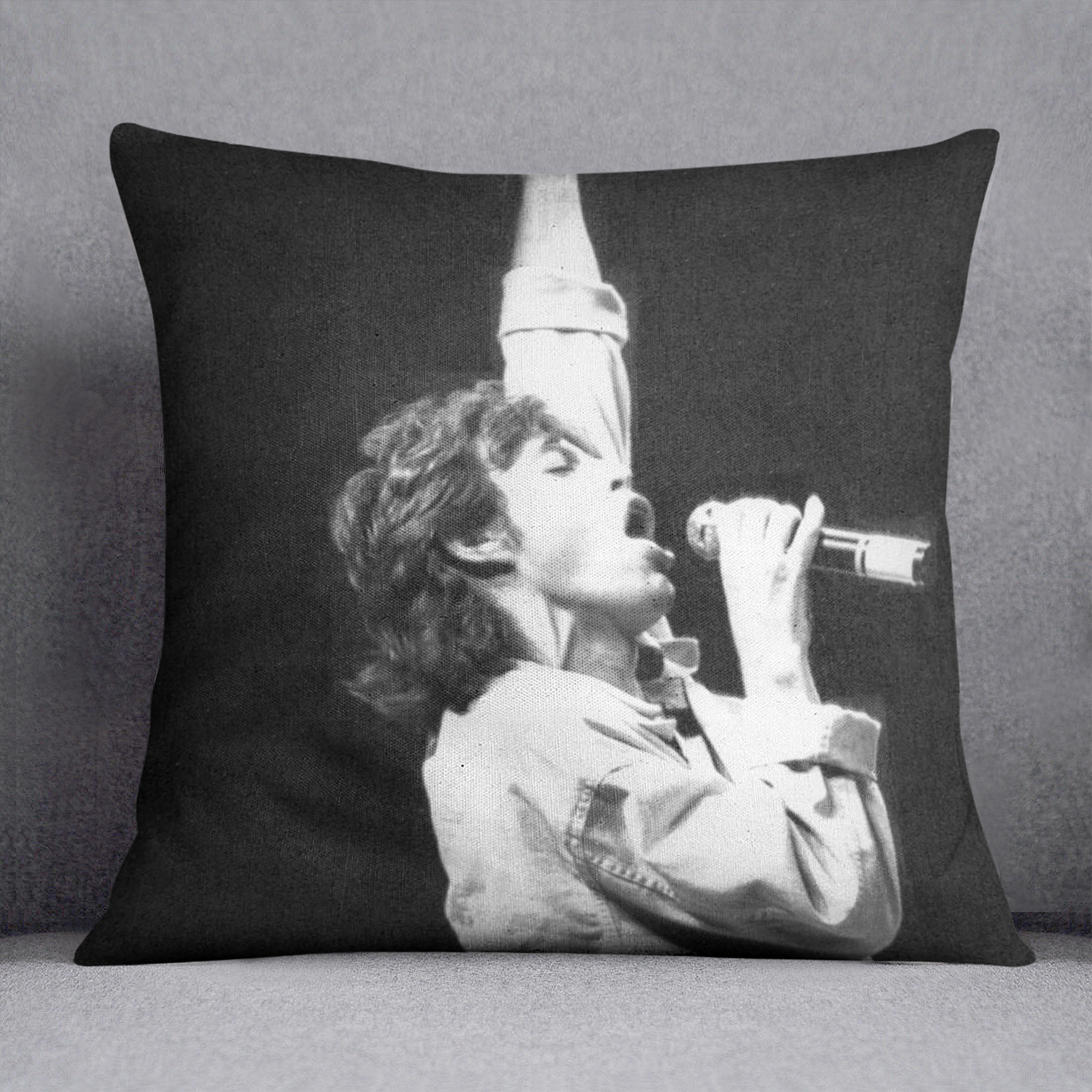 Mick Jagger in Glasgow Scotland Cushion