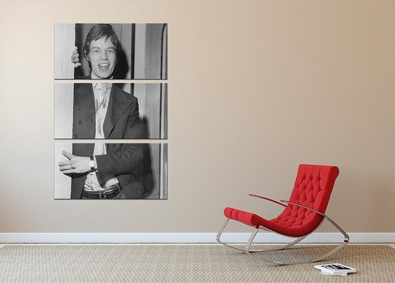 Mick Jagger in a door 3 Split Panel Canvas Print - Canvas Art Rocks - 2