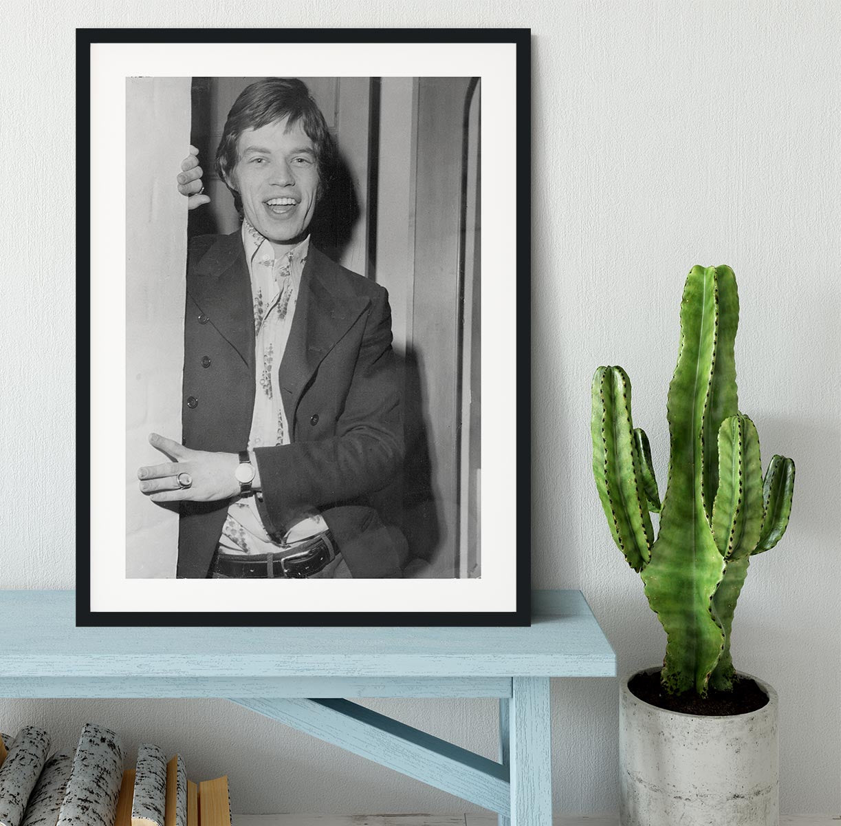 Mick Jagger in a door Framed Print - Canvas Art Rocks - 1