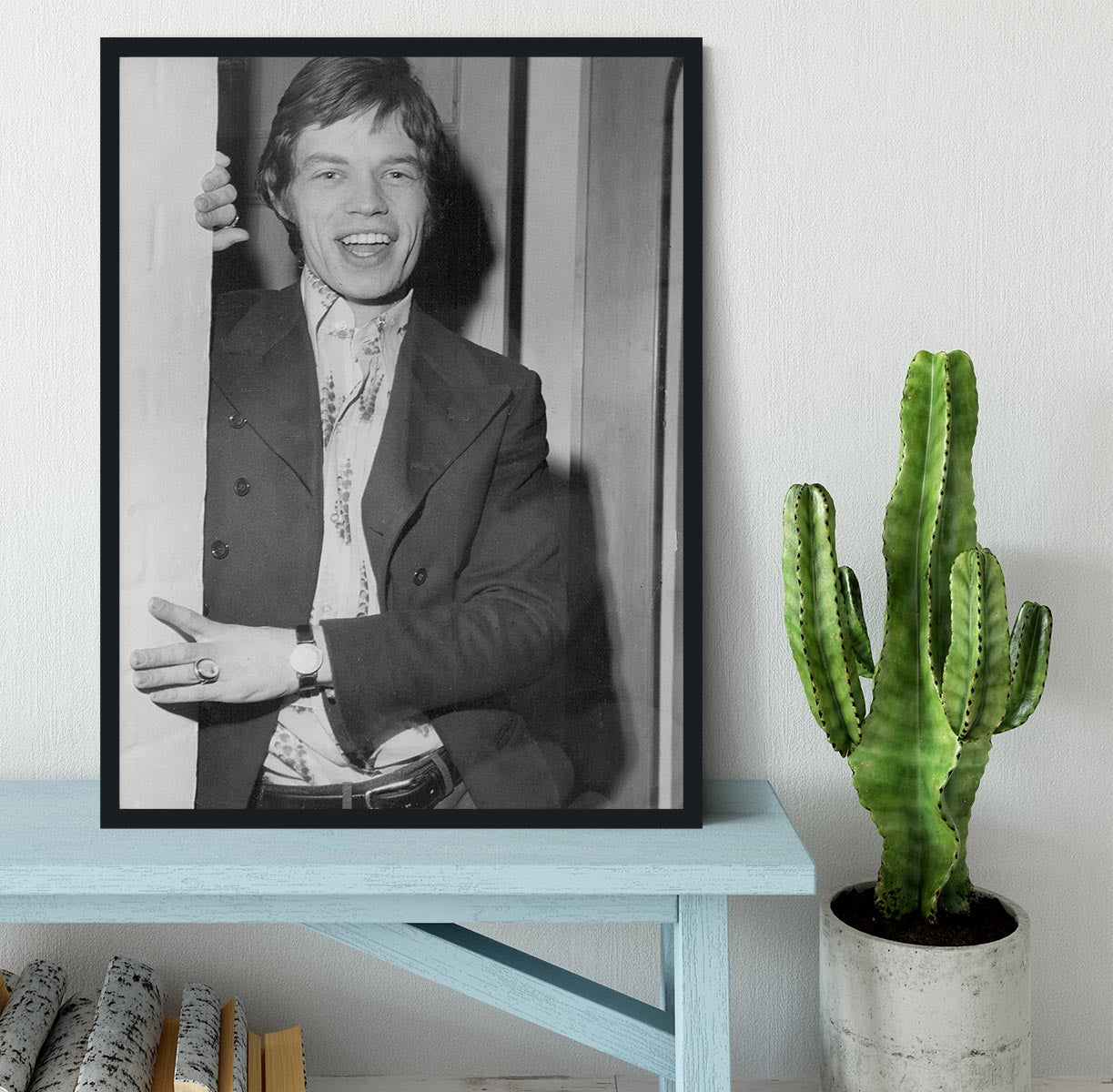 Mick Jagger in a door Framed Print - Canvas Art Rocks - 2