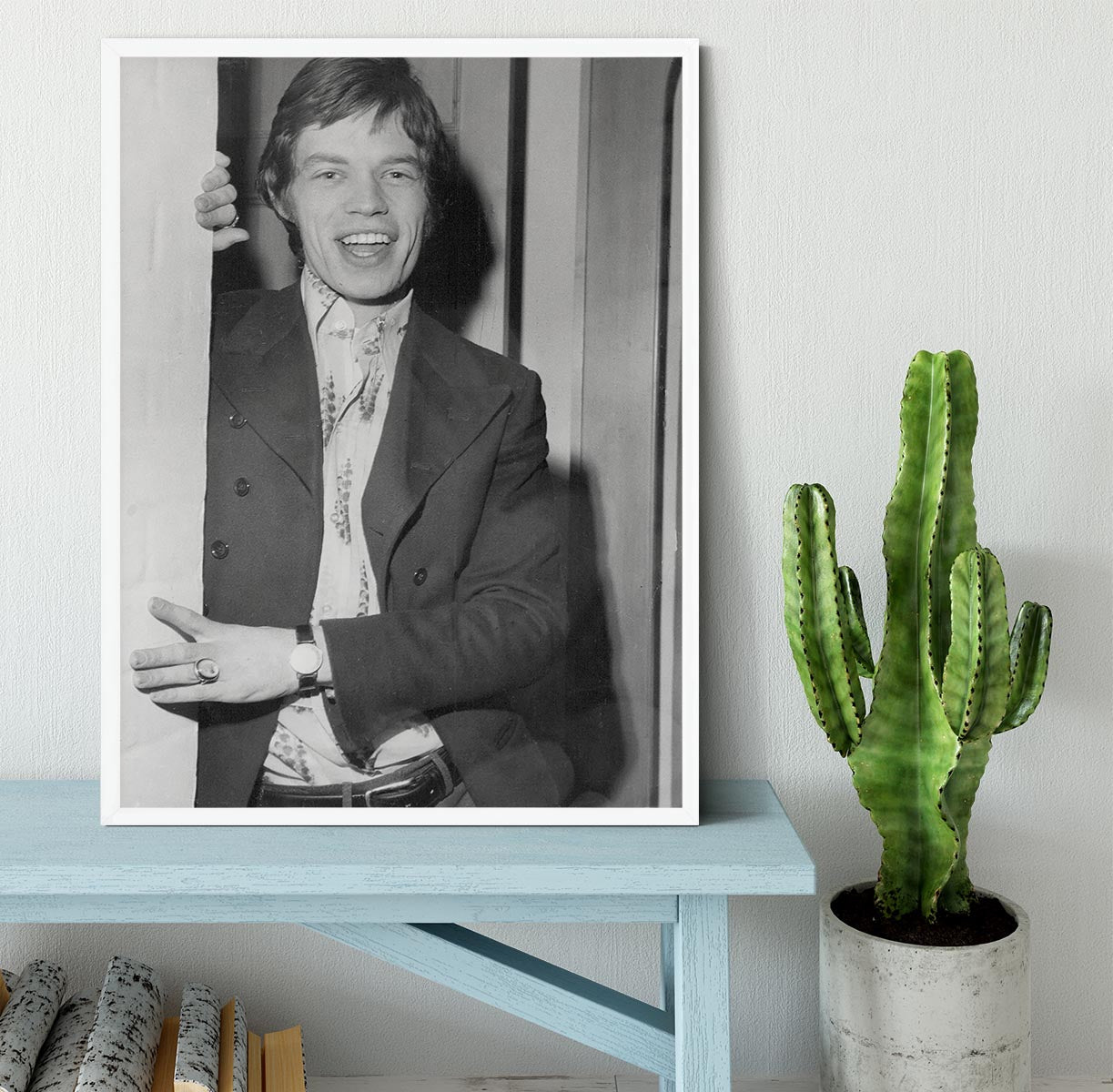 Mick Jagger in a door Framed Print - Canvas Art Rocks -6