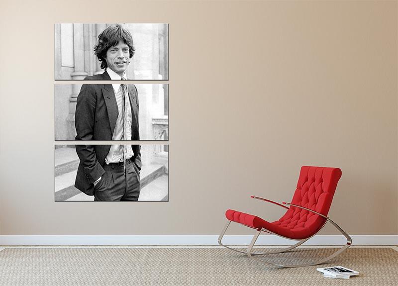 Mick Jagger in a tie 3 Split Panel Canvas Print - Canvas Art Rocks - 2