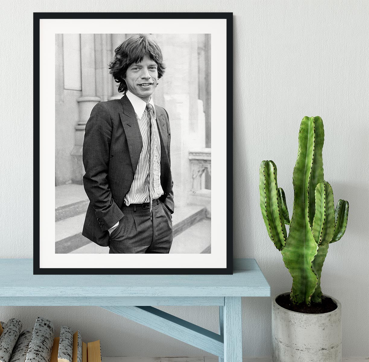 Mick Jagger in a tie Framed Print - Canvas Art Rocks - 1