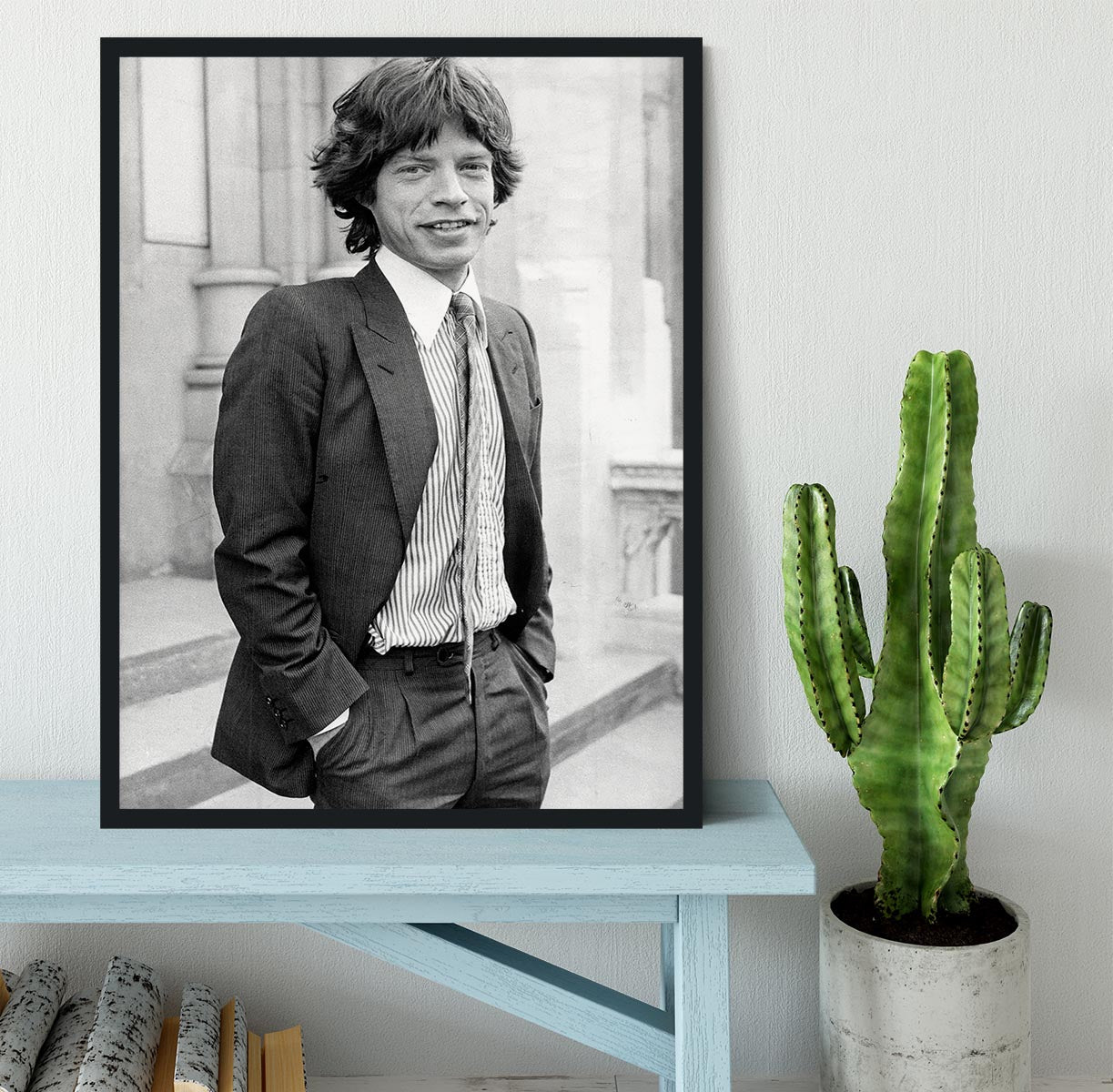 Mick Jagger in a tie Framed Print - Canvas Art Rocks - 2