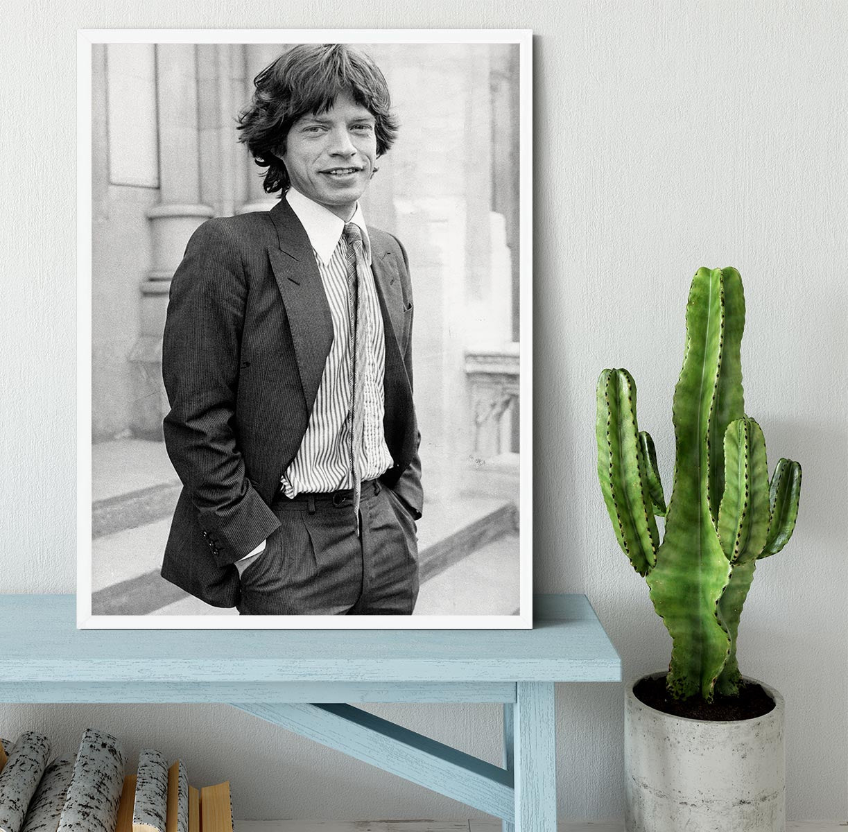 Mick Jagger in a tie Framed Print - Canvas Art Rocks -6