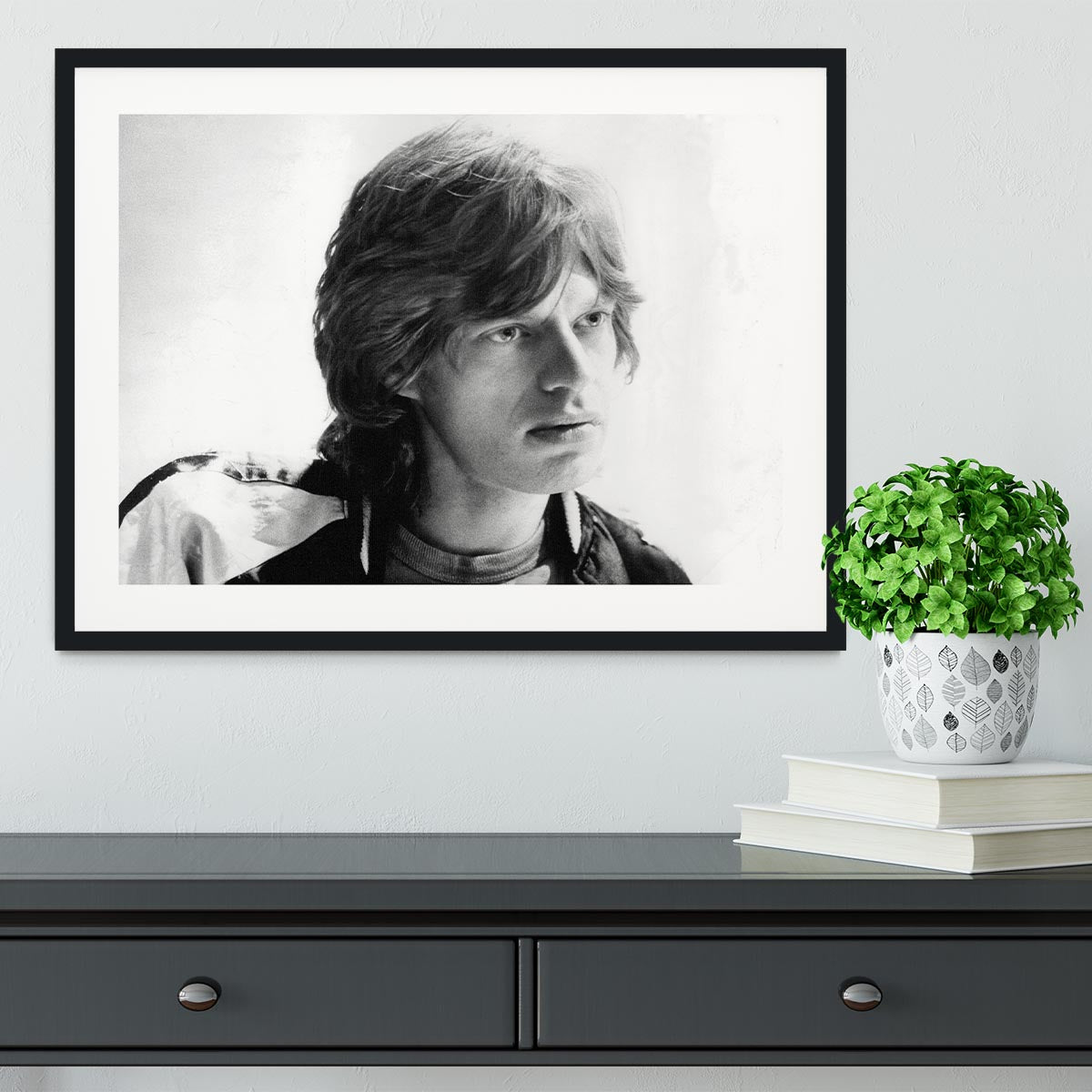 Mick Jagger in profile Framed Print - Canvas Art Rocks - 1
