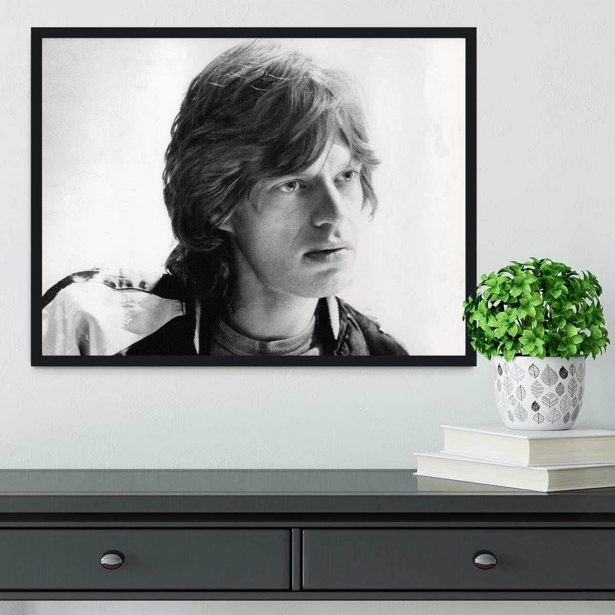 Mick Jagger in profile Framed Print - Canvas Art Rocks - 2