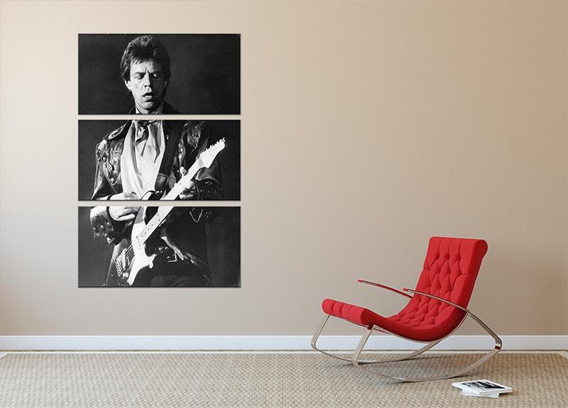 Mick Jagger on guitar 3 Split Panel Canvas Print - Canvas Art Rocks - 2
