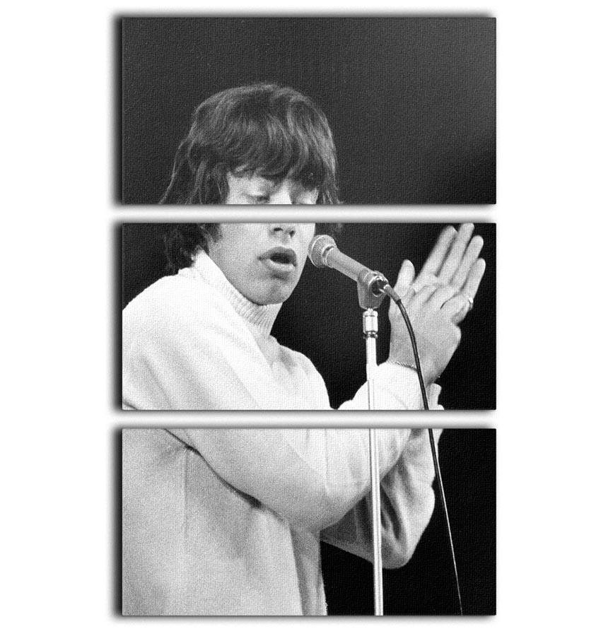 Mick Jagger on stage in 1965 3 Split Panel Canvas Print - Canvas Art Rocks - 1
