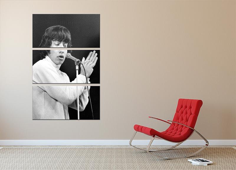 Mick Jagger on stage in 1965 3 Split Panel Canvas Print - Canvas Art Rocks - 2