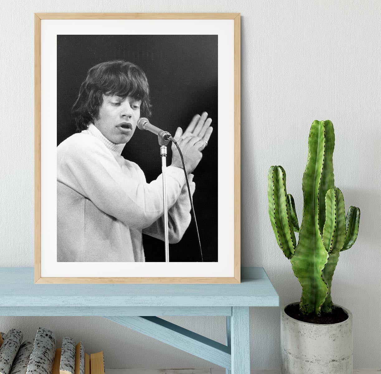 Mick Jagger on stage in 1965 Framed Print - Canvas Art Rocks - 3