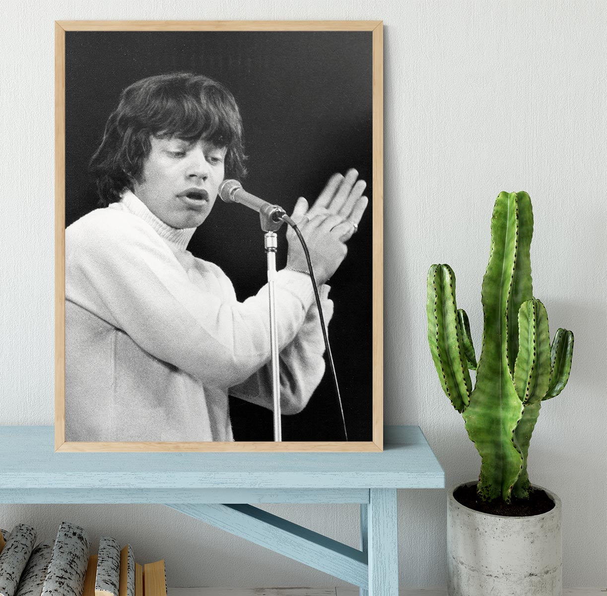 Mick Jagger on stage in 1965 Framed Print - Canvas Art Rocks - 4