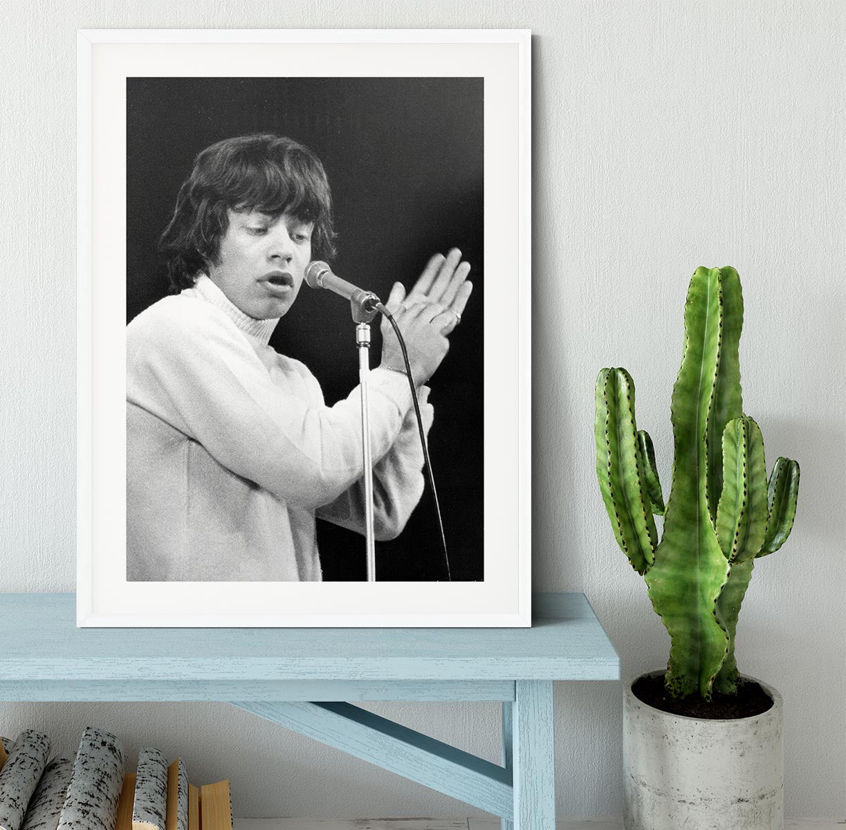 Mick Jagger on stage in 1965 Framed Print - Canvas Art Rocks - 5