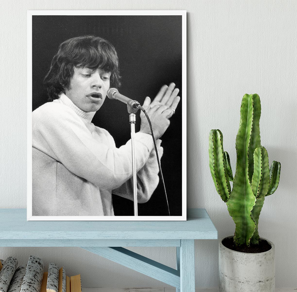 Mick Jagger on stage in 1965 Framed Print - Canvas Art Rocks -6