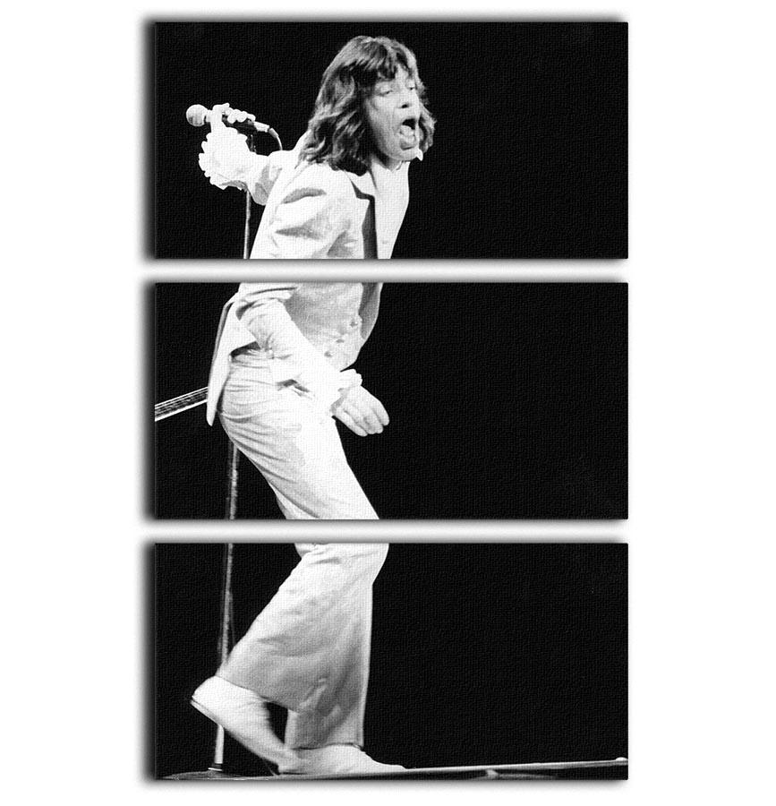 Mick Jagger on stage seventies 3 Split Panel Canvas Print - Canvas Art Rocks - 1
