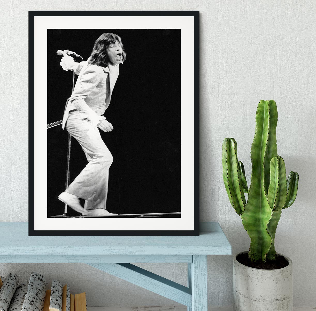 Mick Jagger on stage seventies Framed Print - Canvas Art Rocks - 1