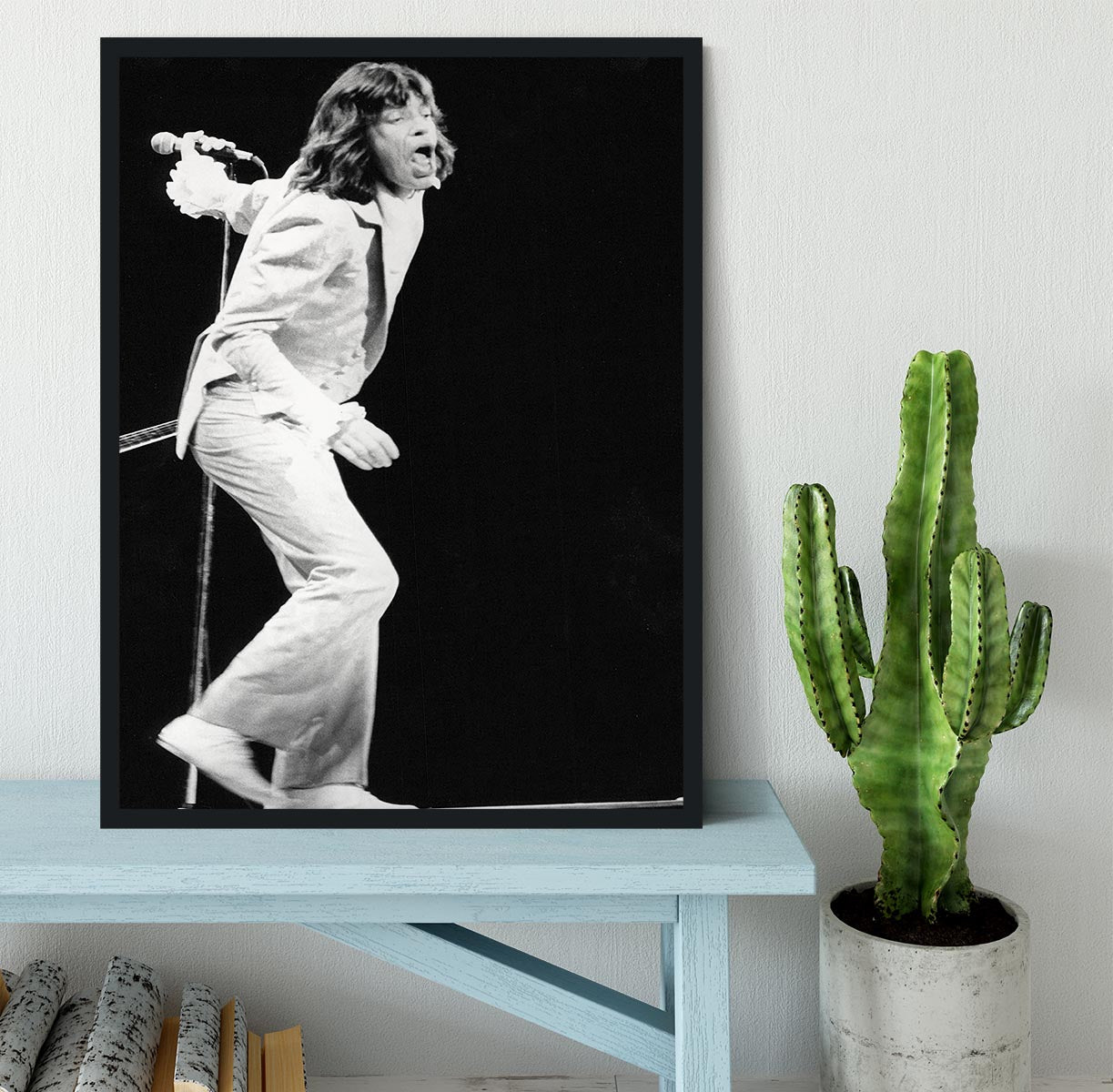 Mick Jagger on stage seventies Framed Print - Canvas Art Rocks - 2