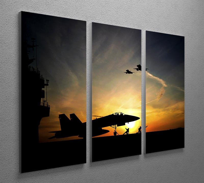 Military aircraft before take-off 3 Split Panel Canvas Print - Canvas Art Rocks - 2