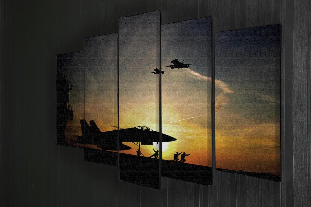 Military aircraft before take-off 5 Split Panel Canvas  - Canvas Art Rocks - 2