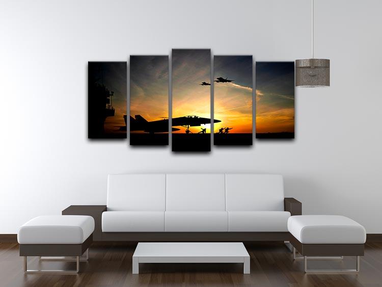Military aircraft before take-off 5 Split Panel Canvas  - Canvas Art Rocks - 3