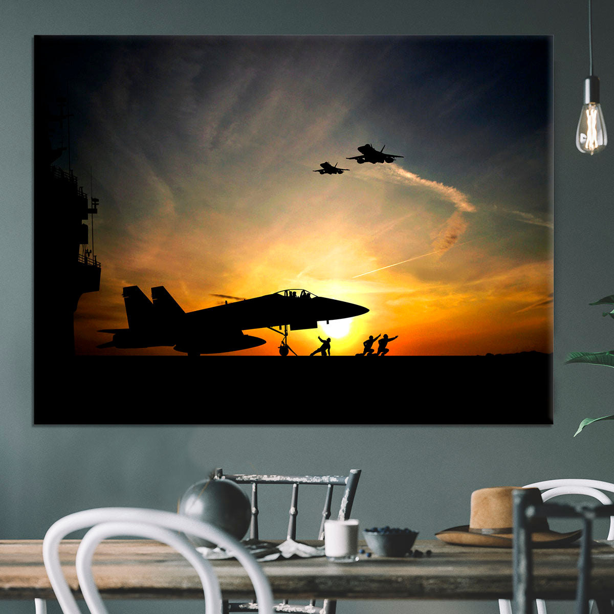 Military aircraft before take-off Canvas Print or Poster - Canvas Art Rocks - 3