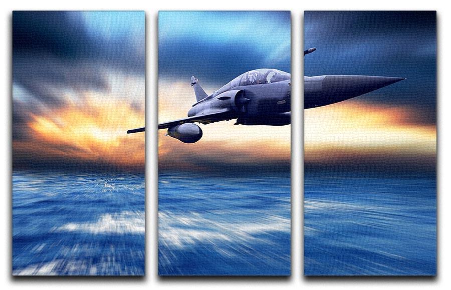 Military airplan on the speed 3 Split Panel Canvas Print - Canvas Art Rocks - 1