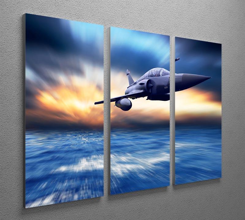 Military airplan on the speed 3 Split Panel Canvas Print - Canvas Art Rocks - 2