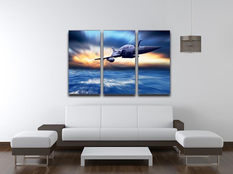 Military airplan on the speed 3 Split Panel Canvas Print - Canvas Art Rocks - 3