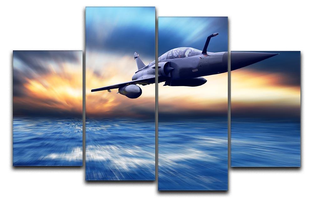 Military airplan on the speed 4 Split Panel Canvas  - Canvas Art Rocks - 1