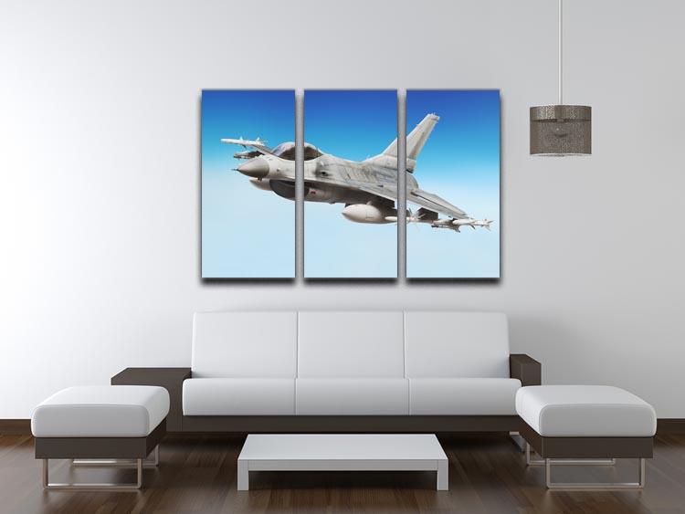 Military fighter jet close up 3 Split Panel Canvas Print - Canvas Art Rocks - 3