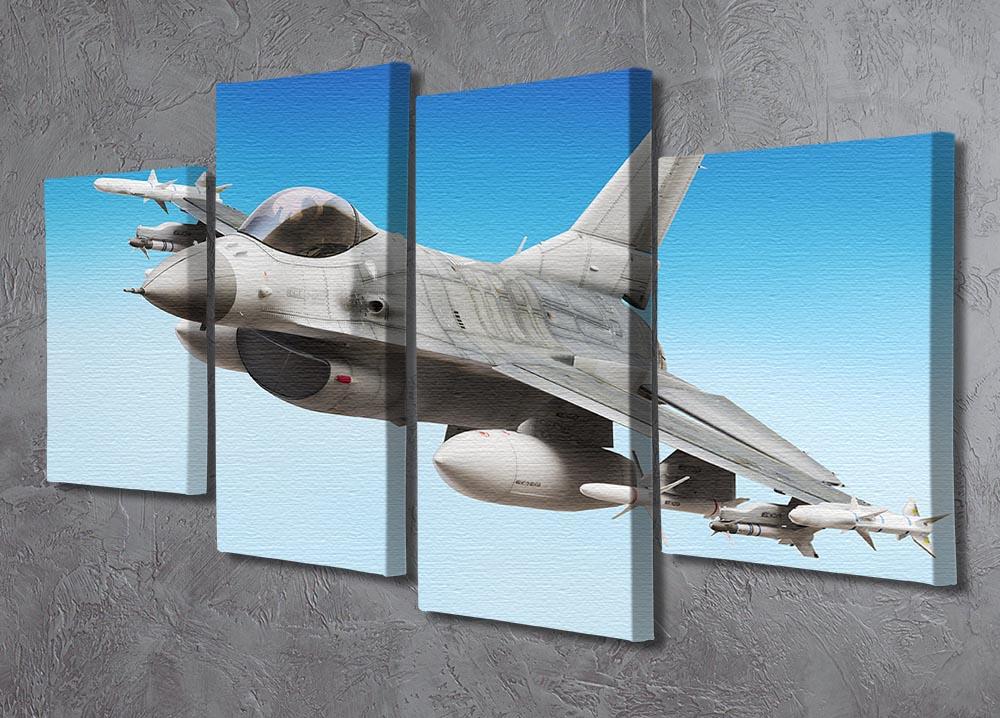 Military fighter jet close up 4 Split Panel Canvas  - Canvas Art Rocks - 2