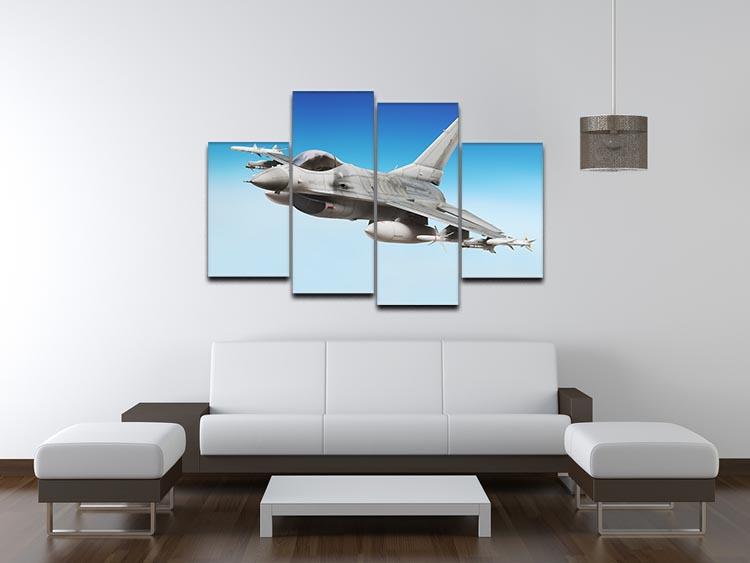 Military fighter jet close up 4 Split Panel Canvas  - Canvas Art Rocks - 3