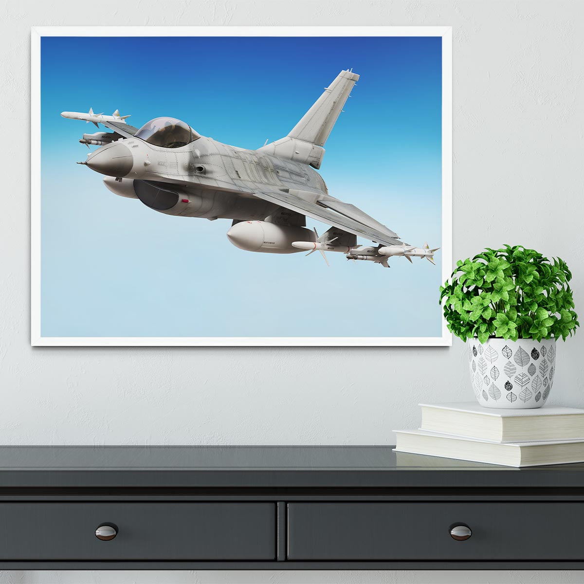 Military fighter jet close up Framed Print - Canvas Art Rocks -6