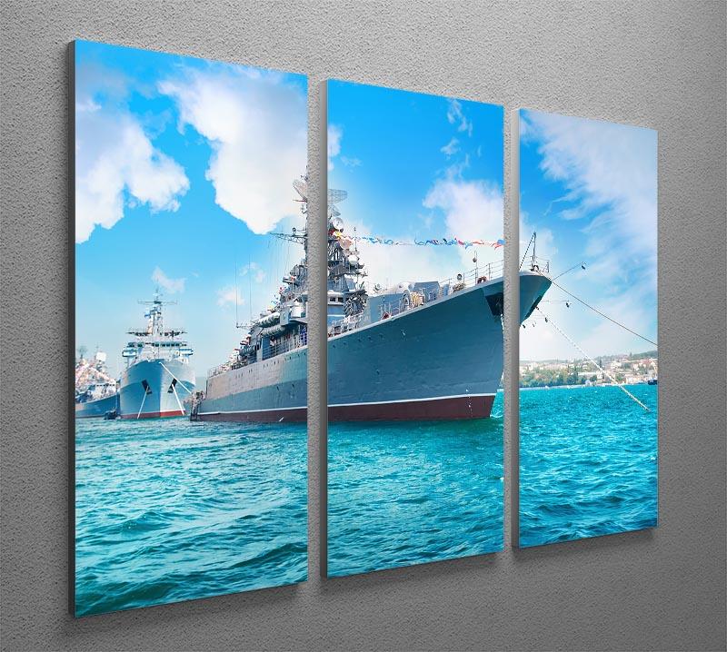 Military sea landscape with blue sky 3 Split Panel Canvas Print - Canvas Art Rocks - 2