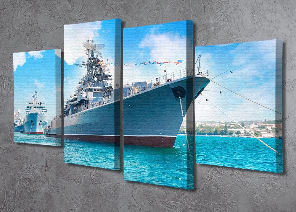 Military sea landscape with blue sky 4 Split Panel Canvas  - Canvas Art Rocks - 2