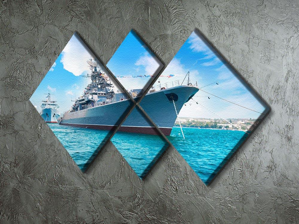 Military sea landscape with blue sky 4 Square Multi Panel Canvas  - Canvas Art Rocks - 2
