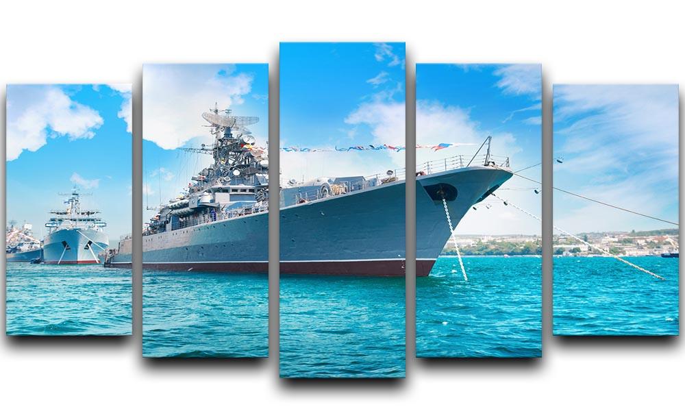 Military sea landscape with blue sky 5 Split Panel Canvas  - Canvas Art Rocks - 1