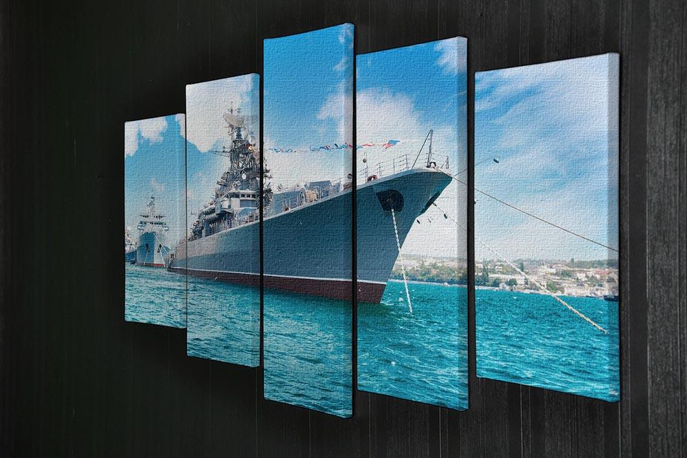 Military sea landscape with blue sky 5 Split Panel Canvas  - Canvas Art Rocks - 2
