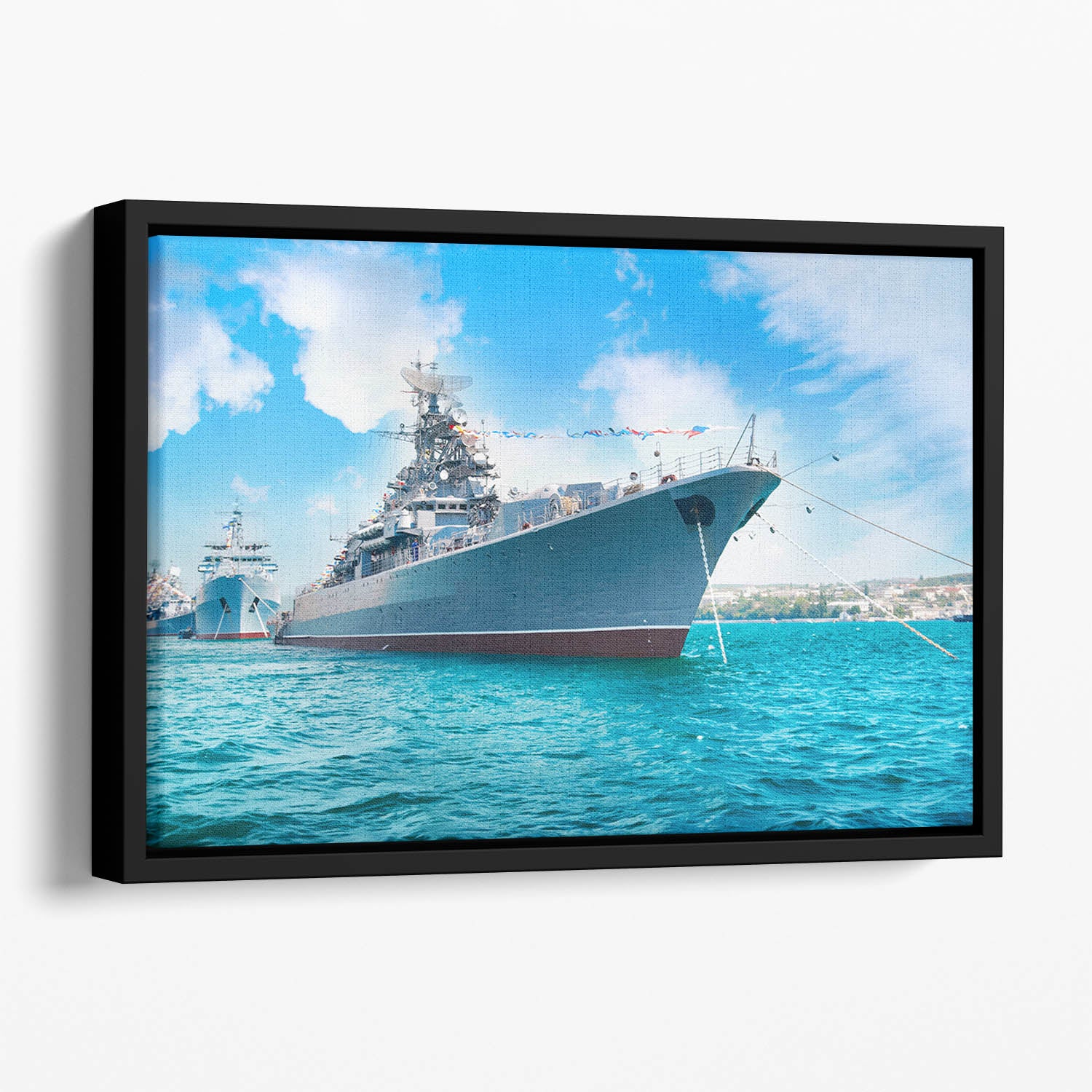Military sea landscape with blue sky Floating Framed Canvas