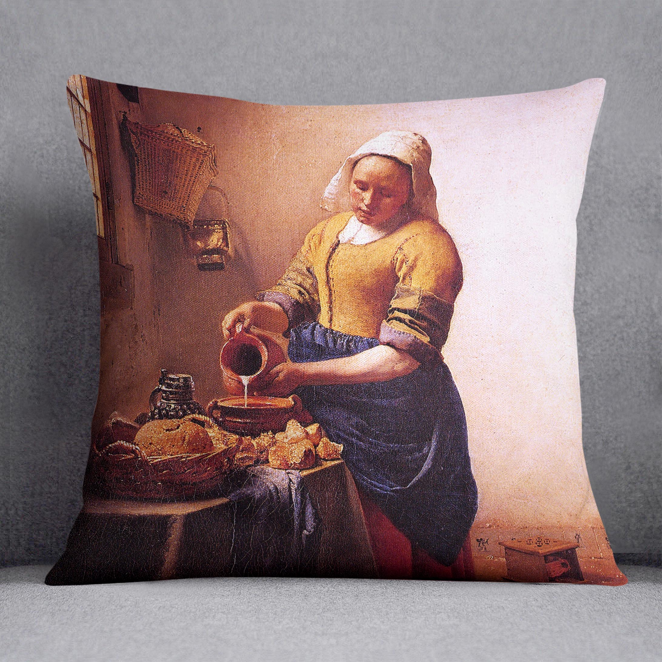 Milk maid by Vermeer Cushion