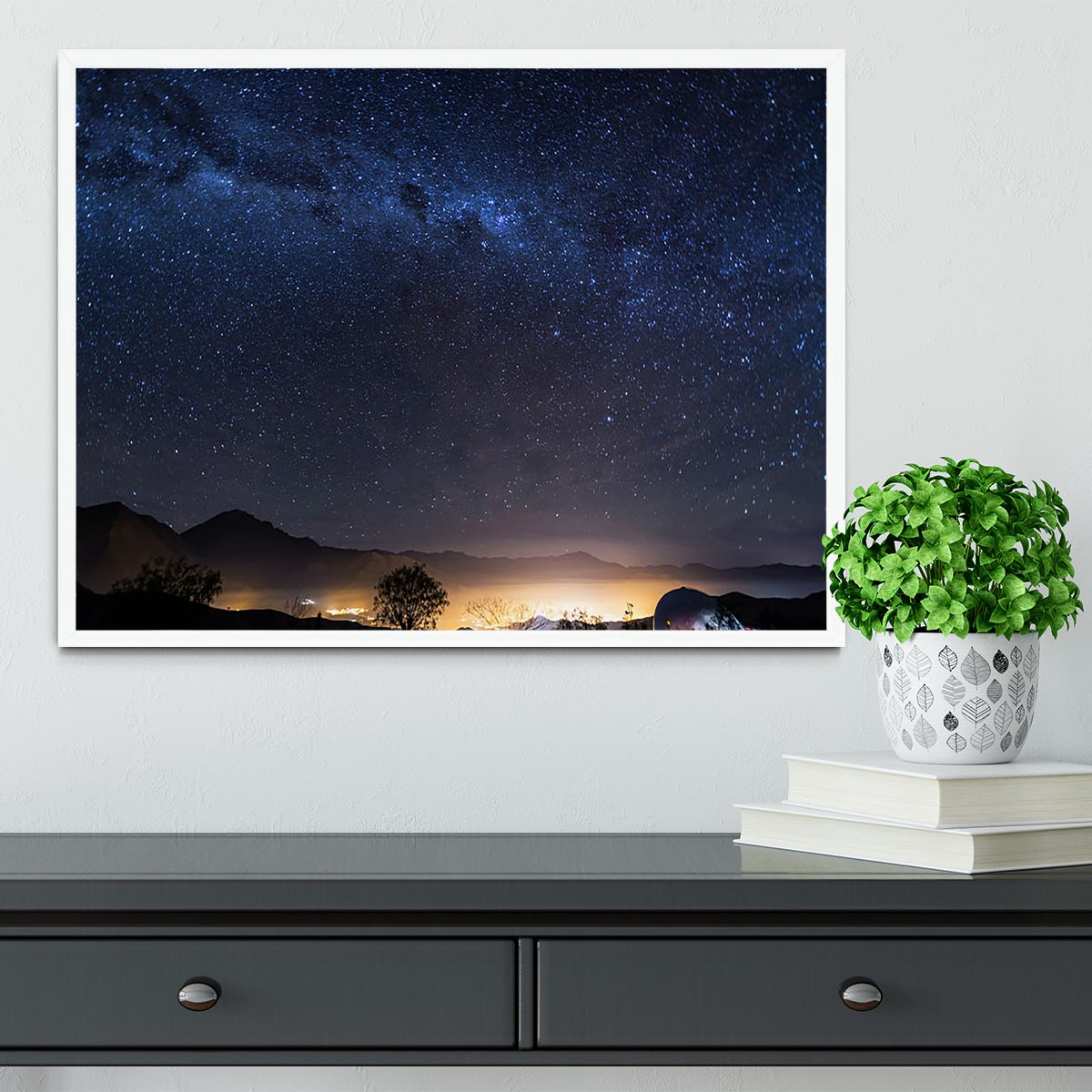 Milky Way over the Elqui Valley Framed Print - Canvas Art Rocks -6