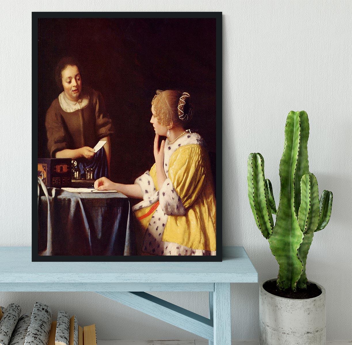 Mistress and maid by Vermeer Framed Print - Canvas Art Rocks - 2