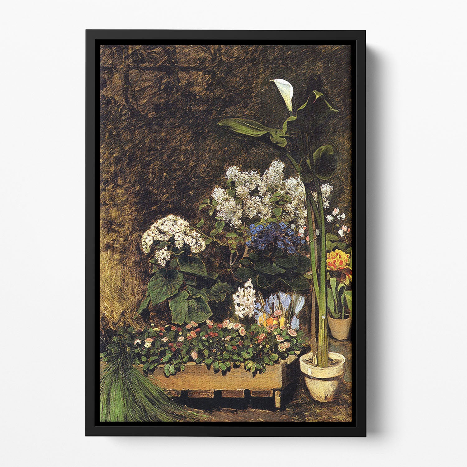 Mixed Spring Flowers by Renoir Floating Framed Canvas