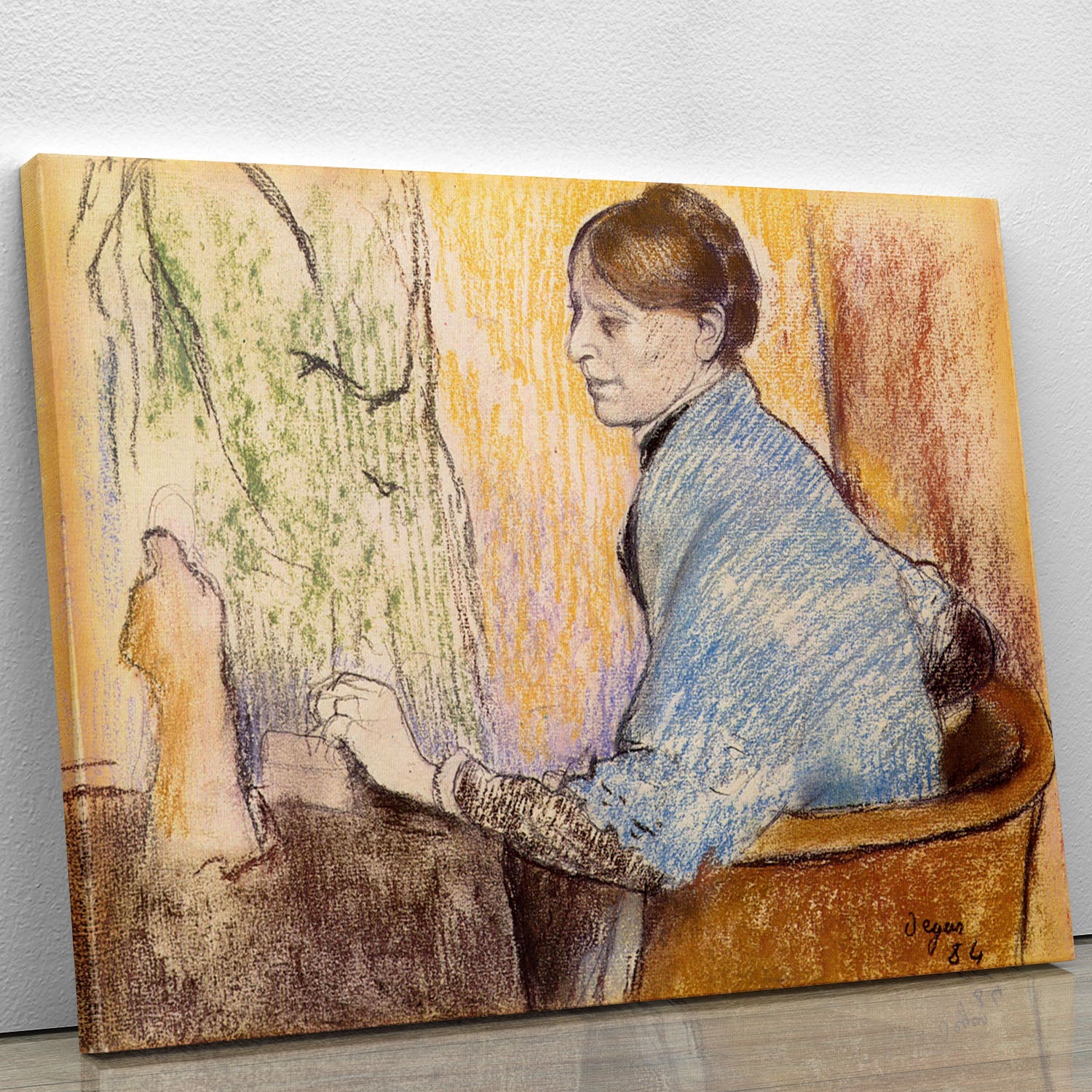 Mme Henri Rouart before a statue by Degas Canvas Print or Poster - Canvas Art Rocks - 1