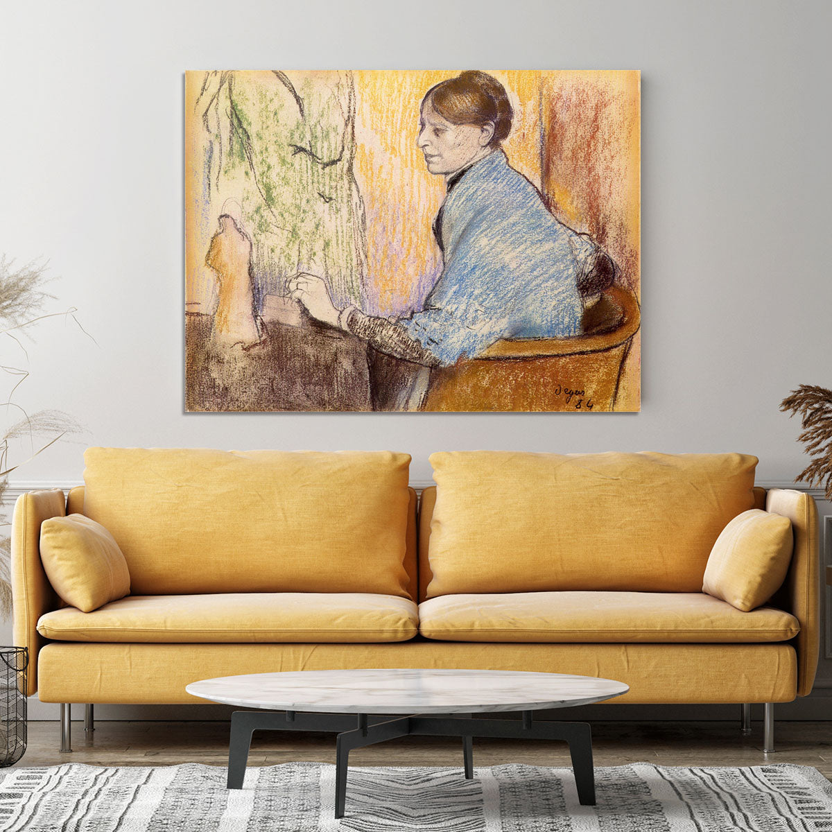 Mme Henri Rouart before a statue by Degas Canvas Print or Poster - Canvas Art Rocks - 4