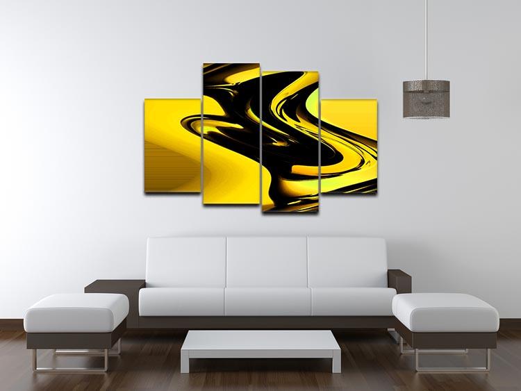 Modern Pop Art Yellow 4 Split Panel Canvas - Canvas Art Rocks - 3