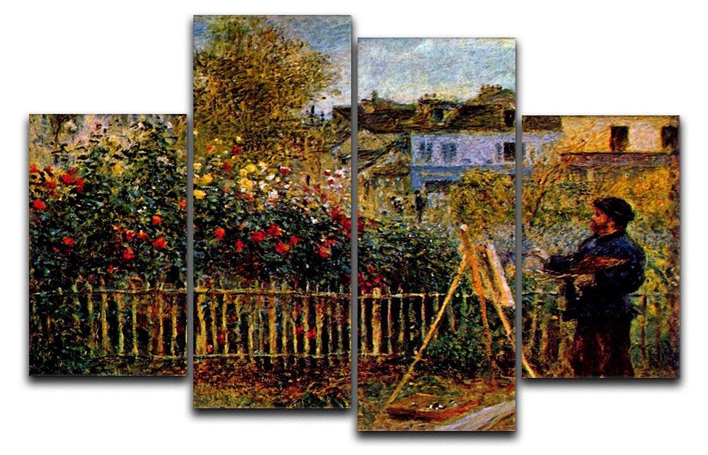 Monet painting in his garden in Argenteuil 4 Split Panel Canvas  - Canvas Art Rocks - 1