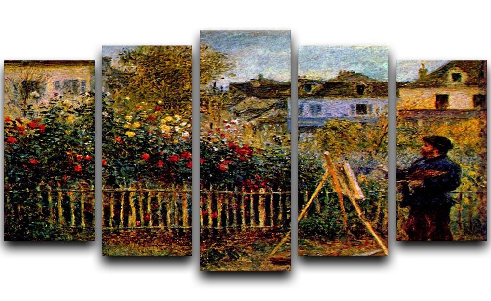 Monet painting in his garden in Argenteuil 5 Split Panel Canvas  - Canvas Art Rocks - 1