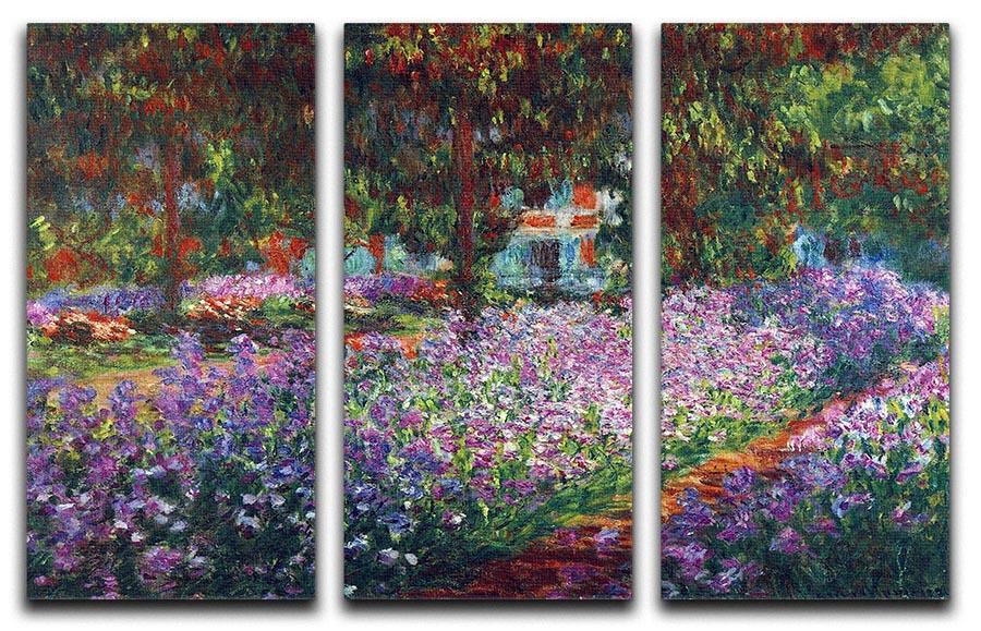Monet's garden in Giverny by Monet Split Panel Canvas Print - Canvas Art Rocks - 4