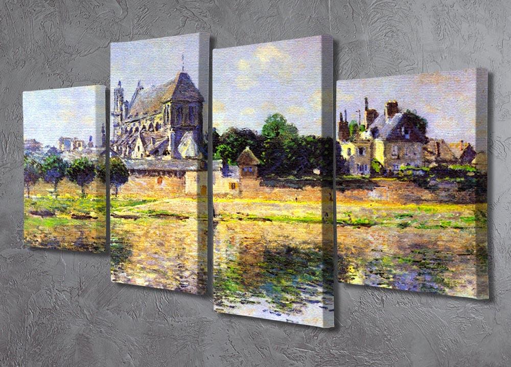 Monets garden in Vetheuil by Monet 4 Split Panel Canvas - Canvas Art Rocks - 2